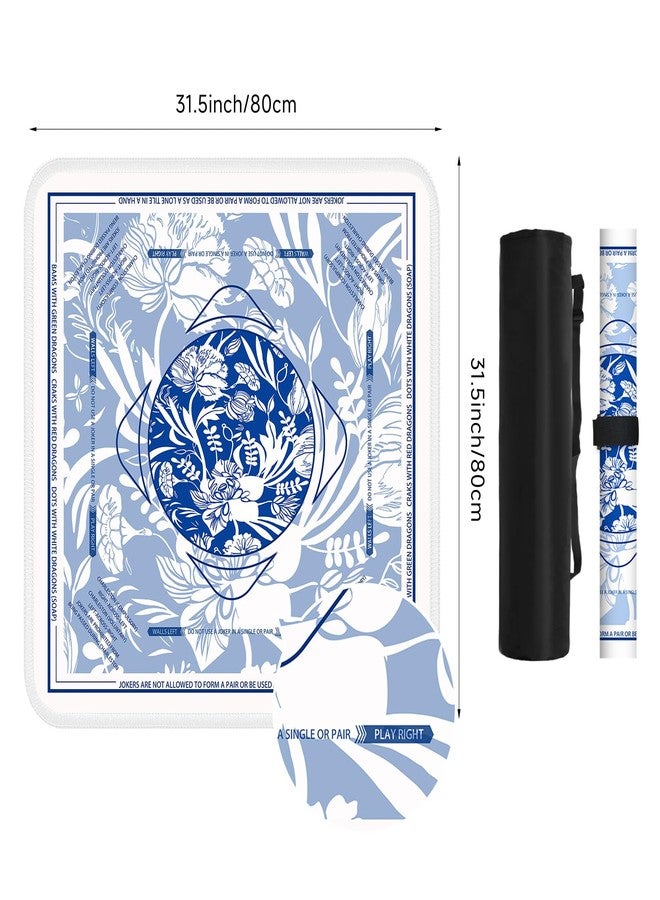 Deyimmei Neoprene Mahjong Mat for Table 31.5"x31.5" - Non-Slip, Noise Reduction Cover with Storage Pockets, American Rules & Crease-Free Rolled Shipping (Ceramic Blooms) - Image 5
